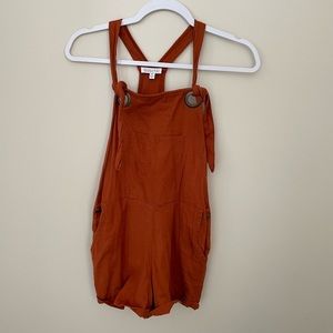 Burnt orange overall romper